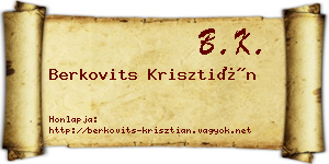 Berkovits Krisztián névjegykártya